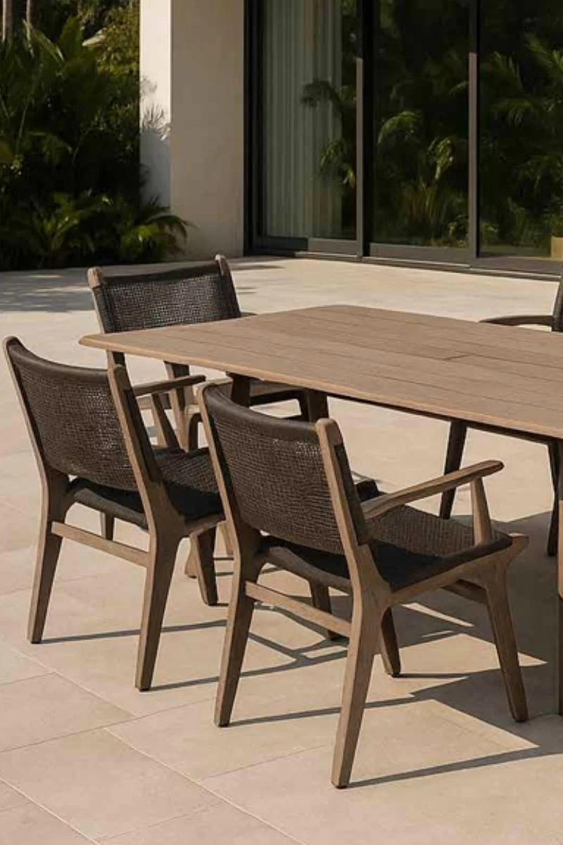 Alfresco Laguna Mahoghany Dining Arm Chair Weathered Dove - Image 2