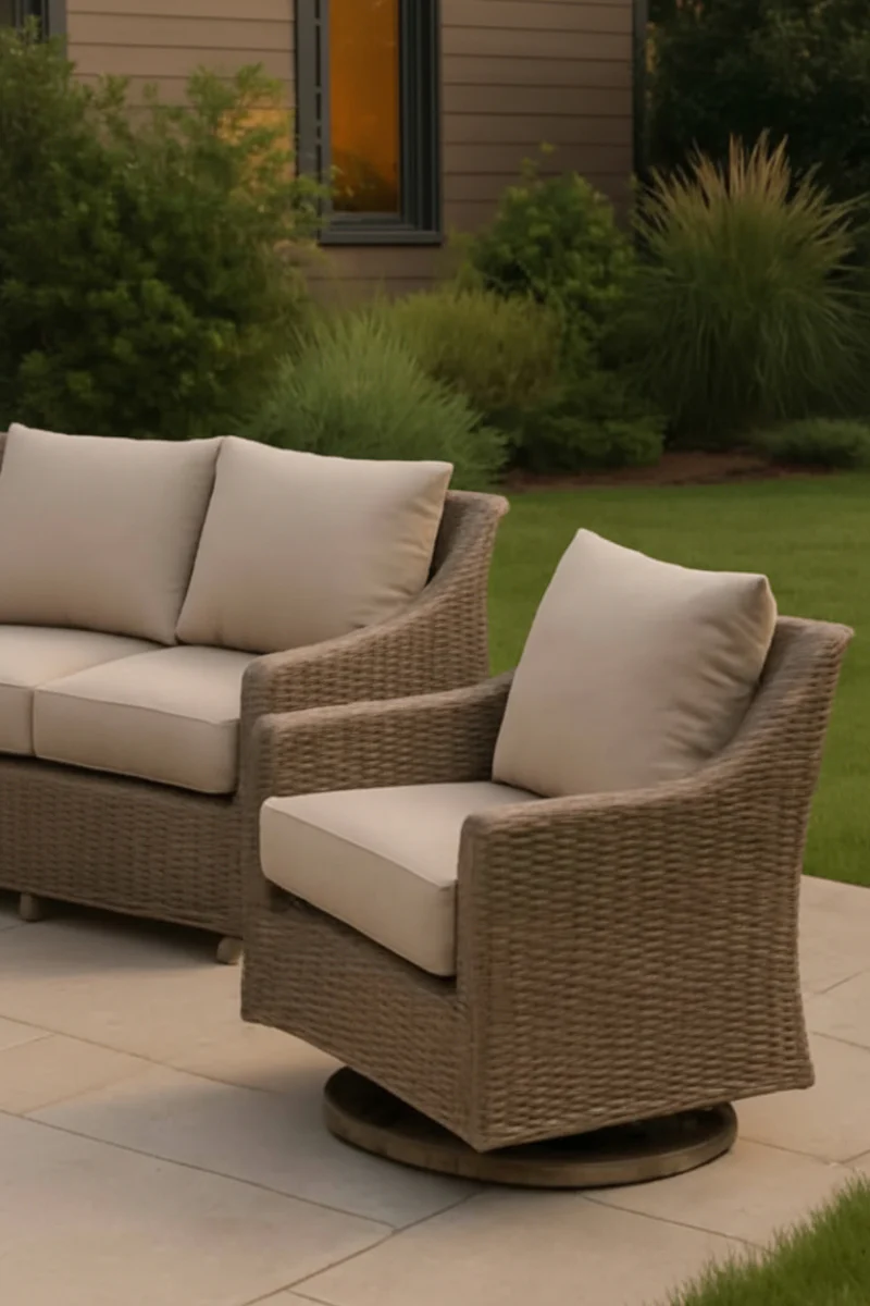 Alfresco Loggia Swivel Lounge Chair with Cushion Sunbrella Cast Ash