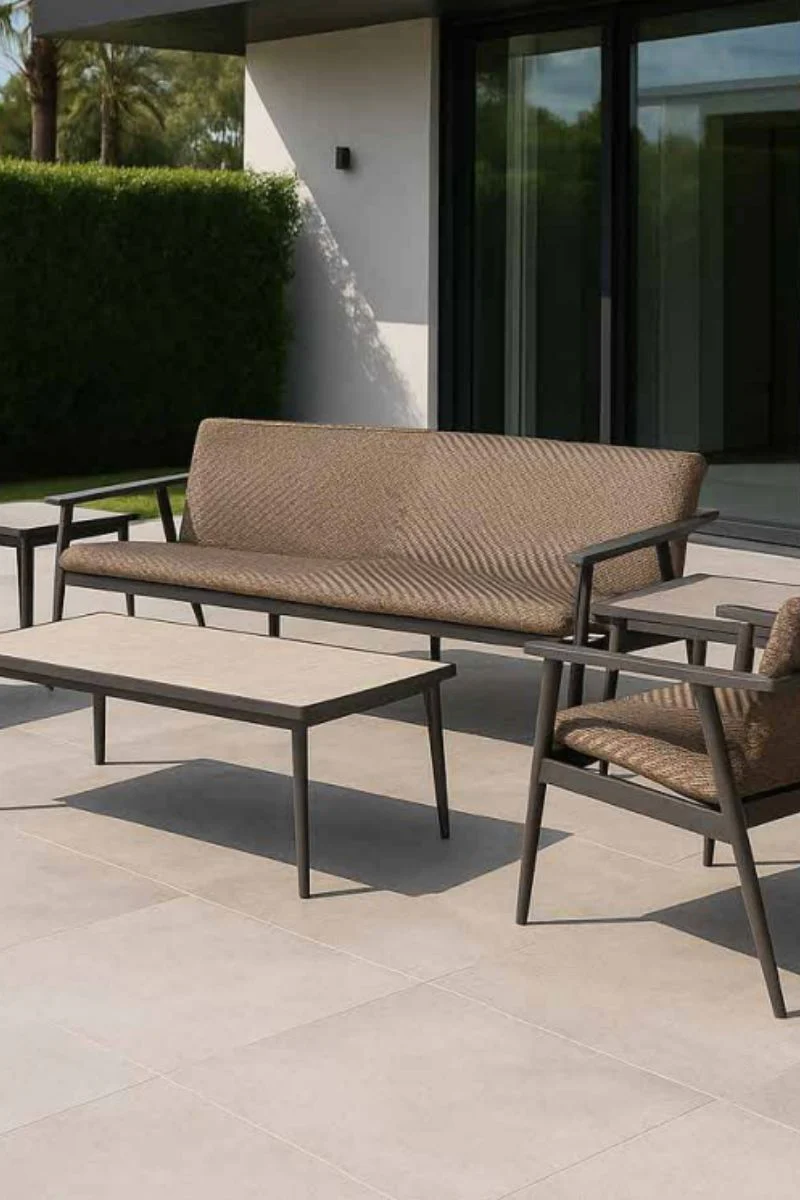 Alfresco Newport Deep Seating Sofa with Cushion 77"x30" Java Sabbie