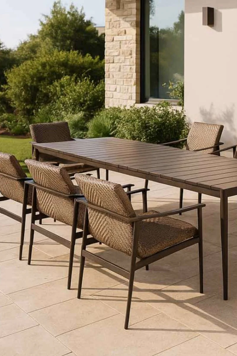 Alfresco Newport Dining Arm Chair with Cushion Java Sabbie