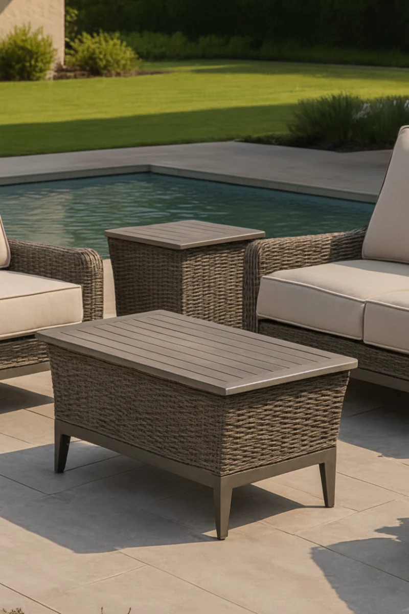 Alfresco Skytop Rectangle Coffee Table 47"x24" Wicker & Aluminum Slate