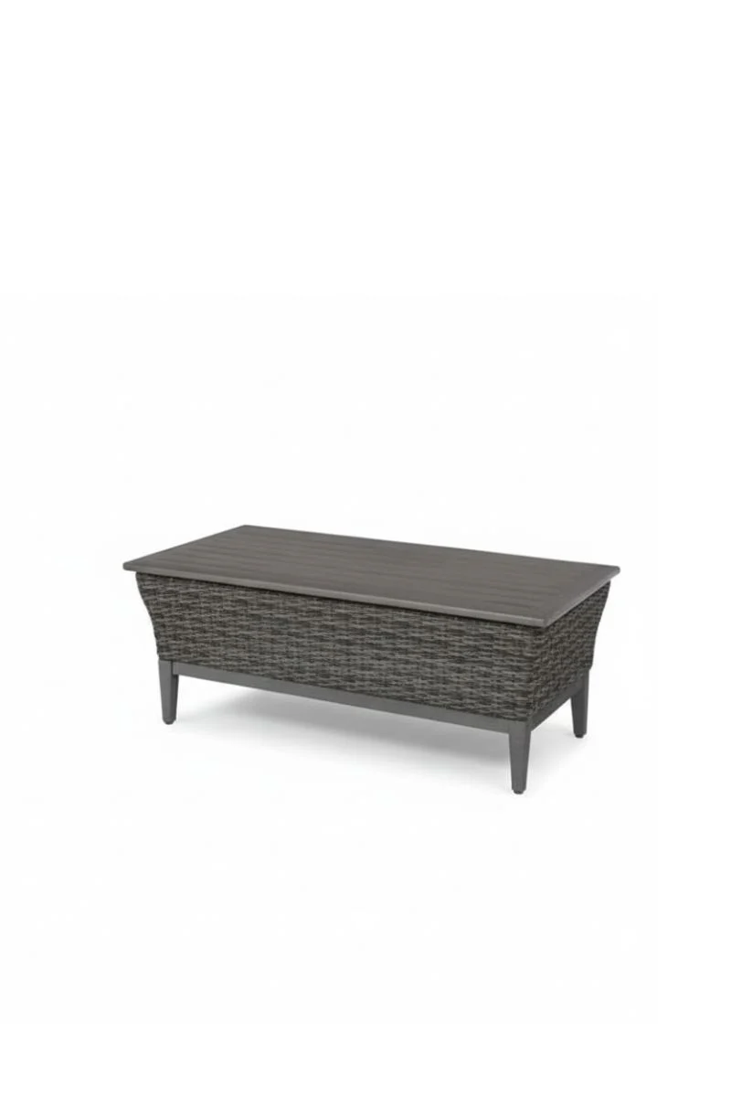 Alfresco Skytop Rectangle Coffee Table 47"x24" Wicker & Aluminum Slate - Image 2