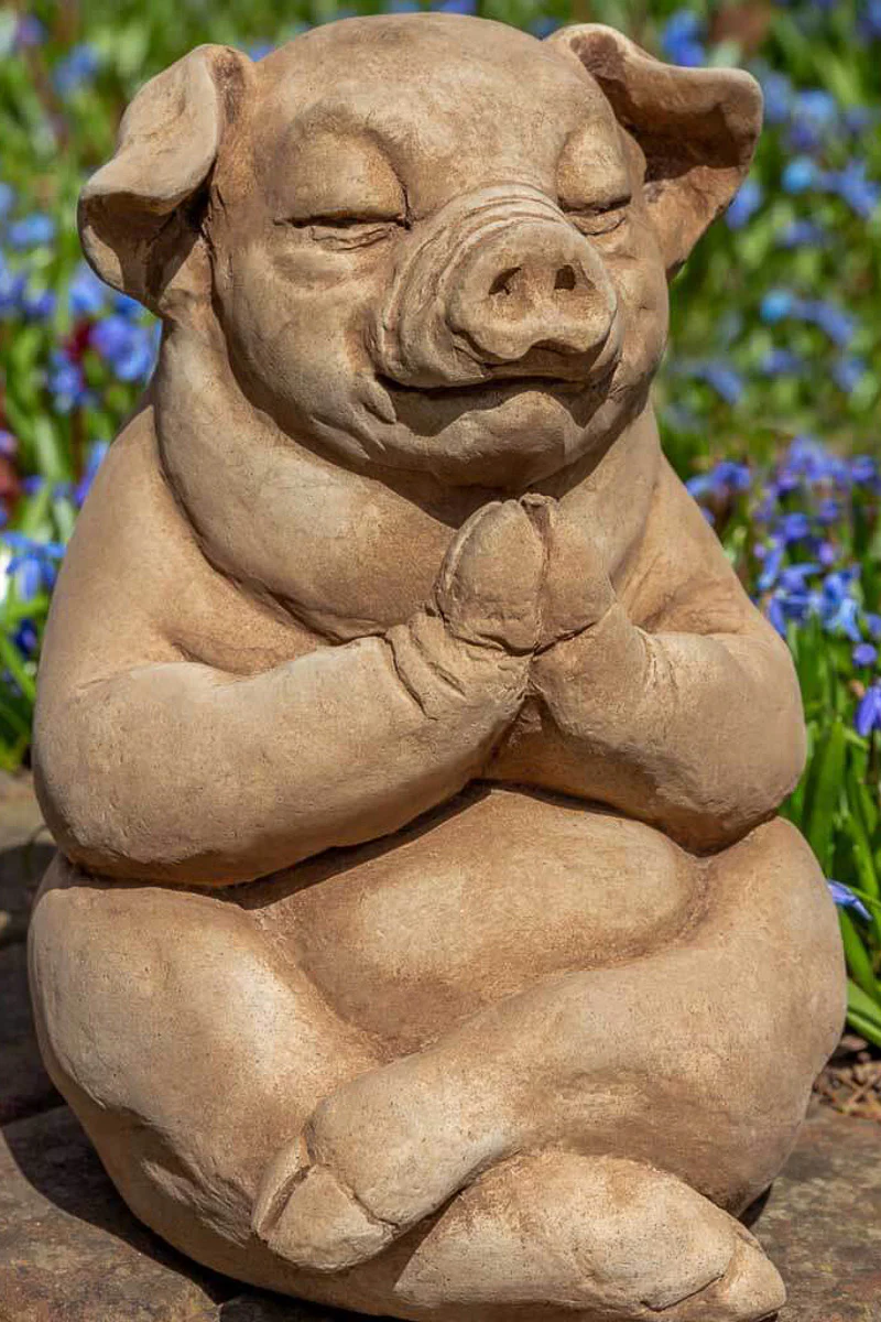 Campania Zen Pig Statue 10" BR