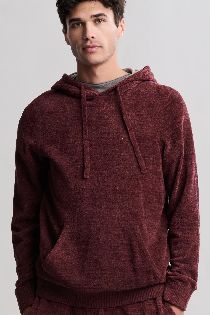 Barefoot Dreams Mens CozyChic Ultra Lite Hoodie Medium Deep Aubergine