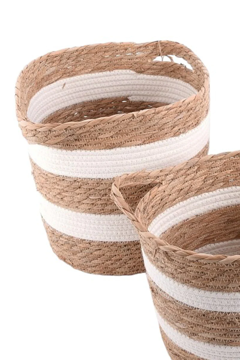 Basket with Handles Large Natural White
