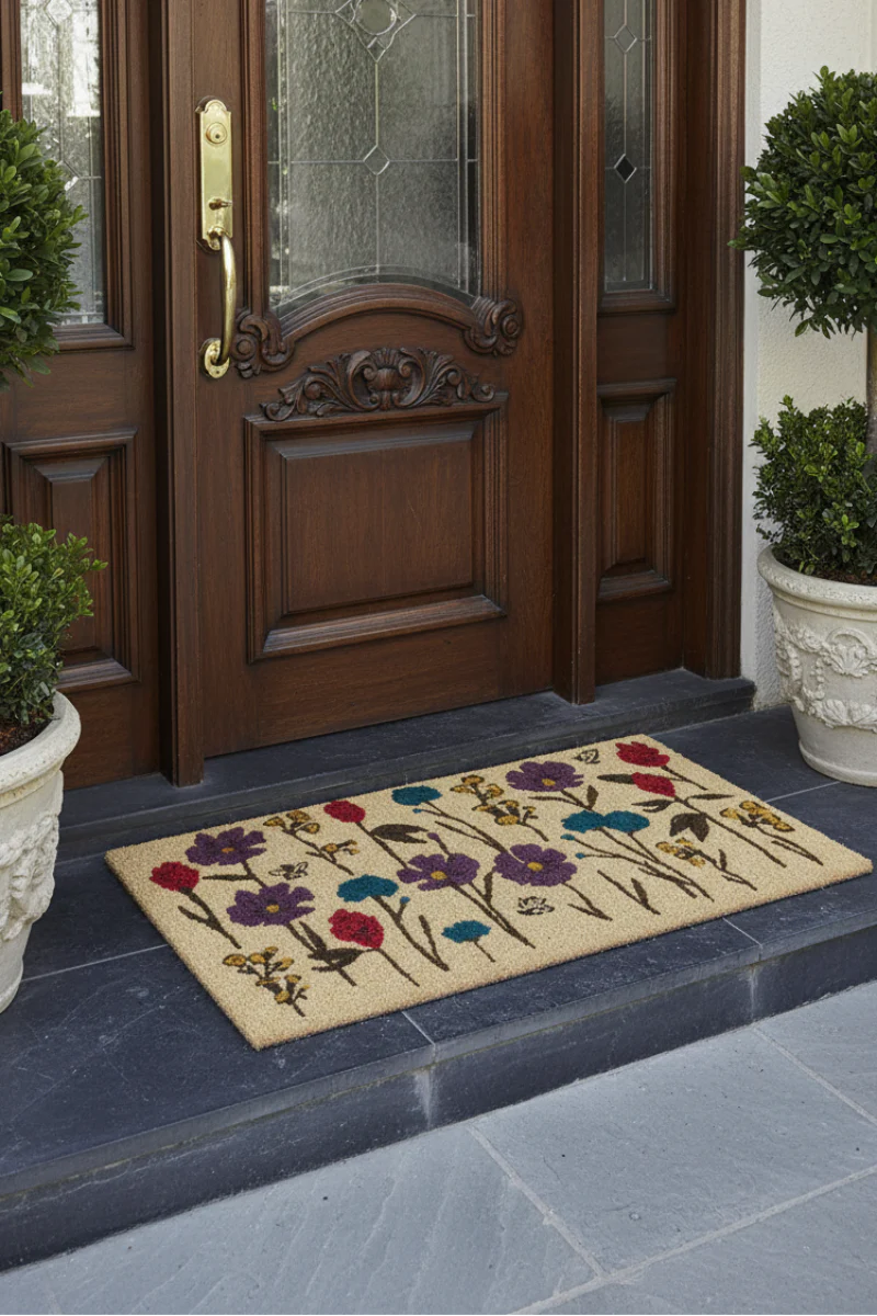 Bee Flowers Coir Mat 30"x 17" Multi