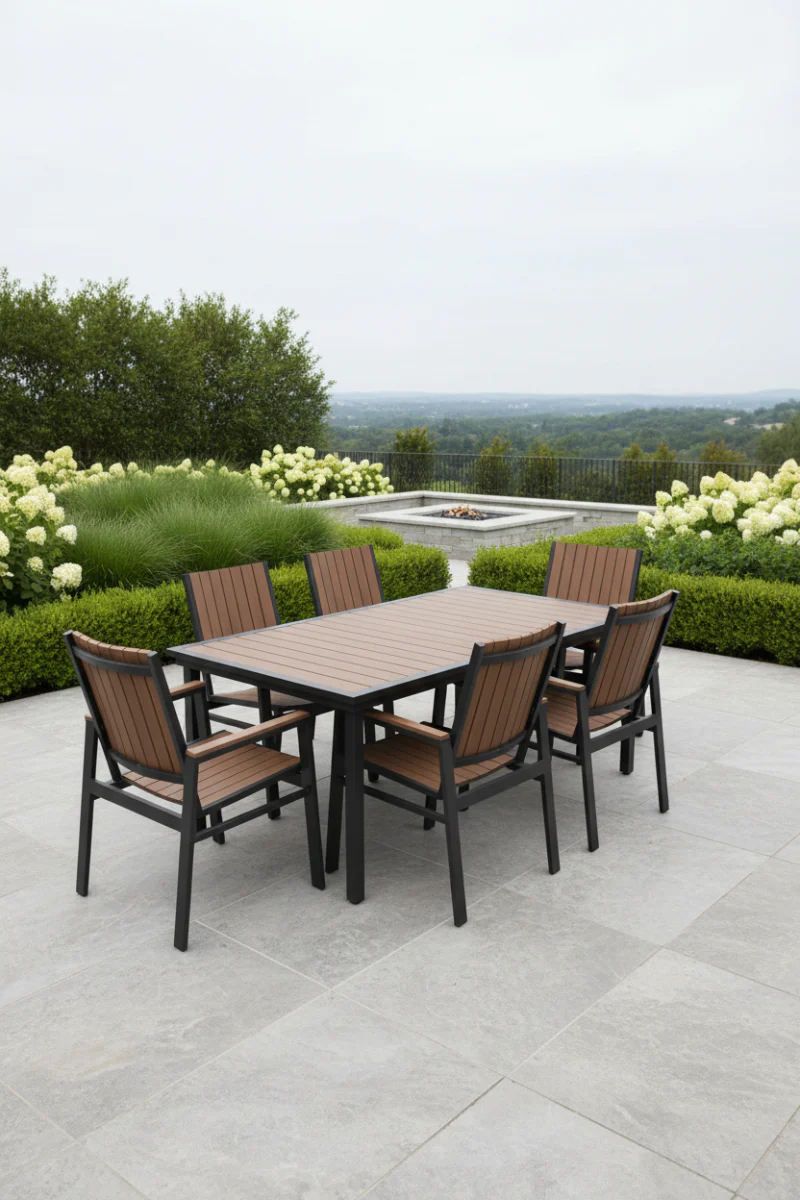 Berlin Gardens Vida Dining Table 44"x 73" Brazilian Walnut on Matte Black