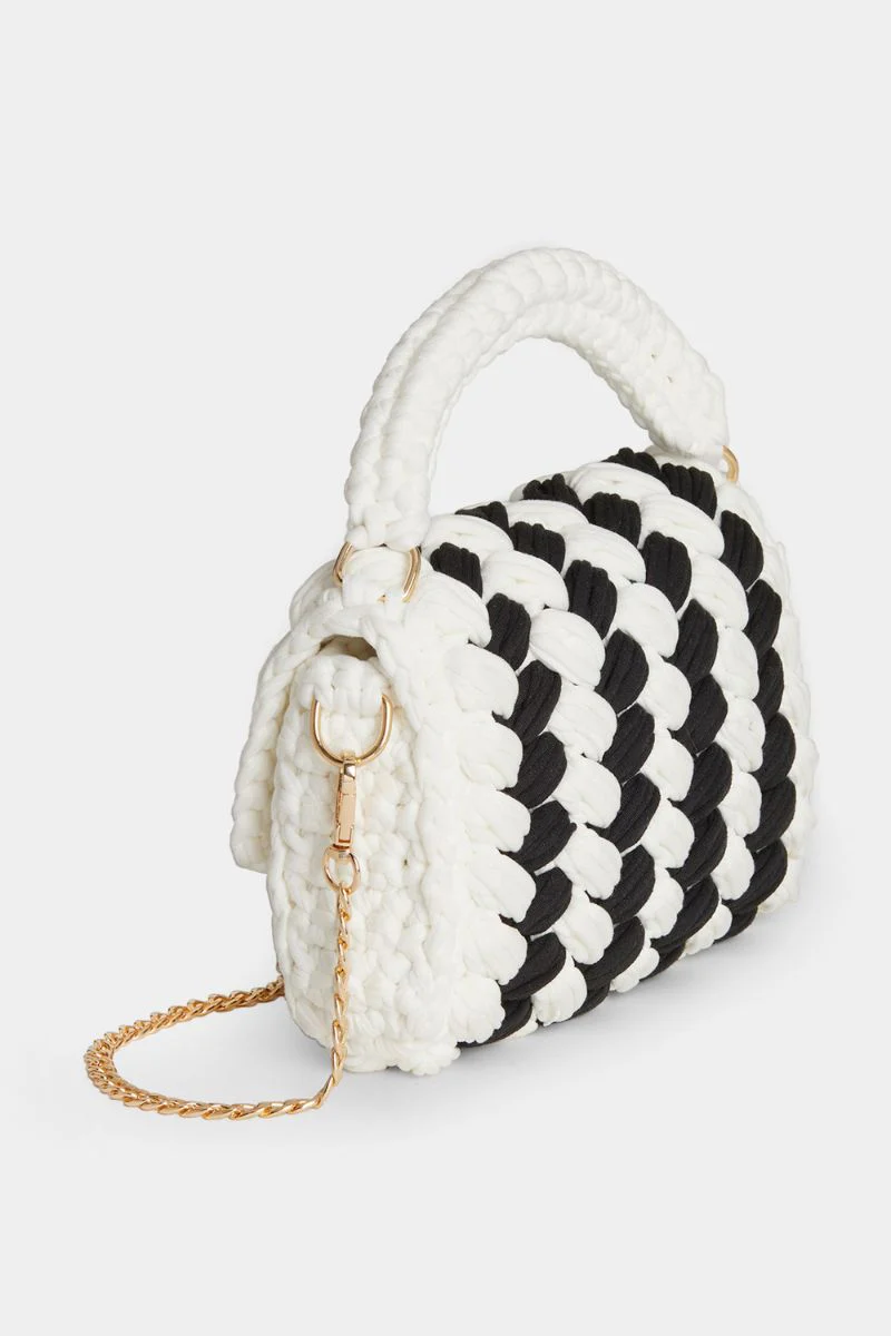 Lucinda Braided Crossbody Black & White - Image 2