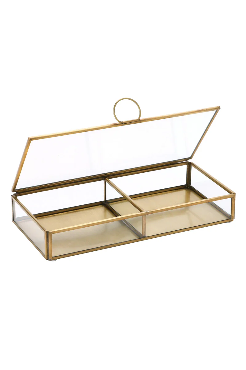 Creative Co-Op Brass and Glass Display Box - Image 2