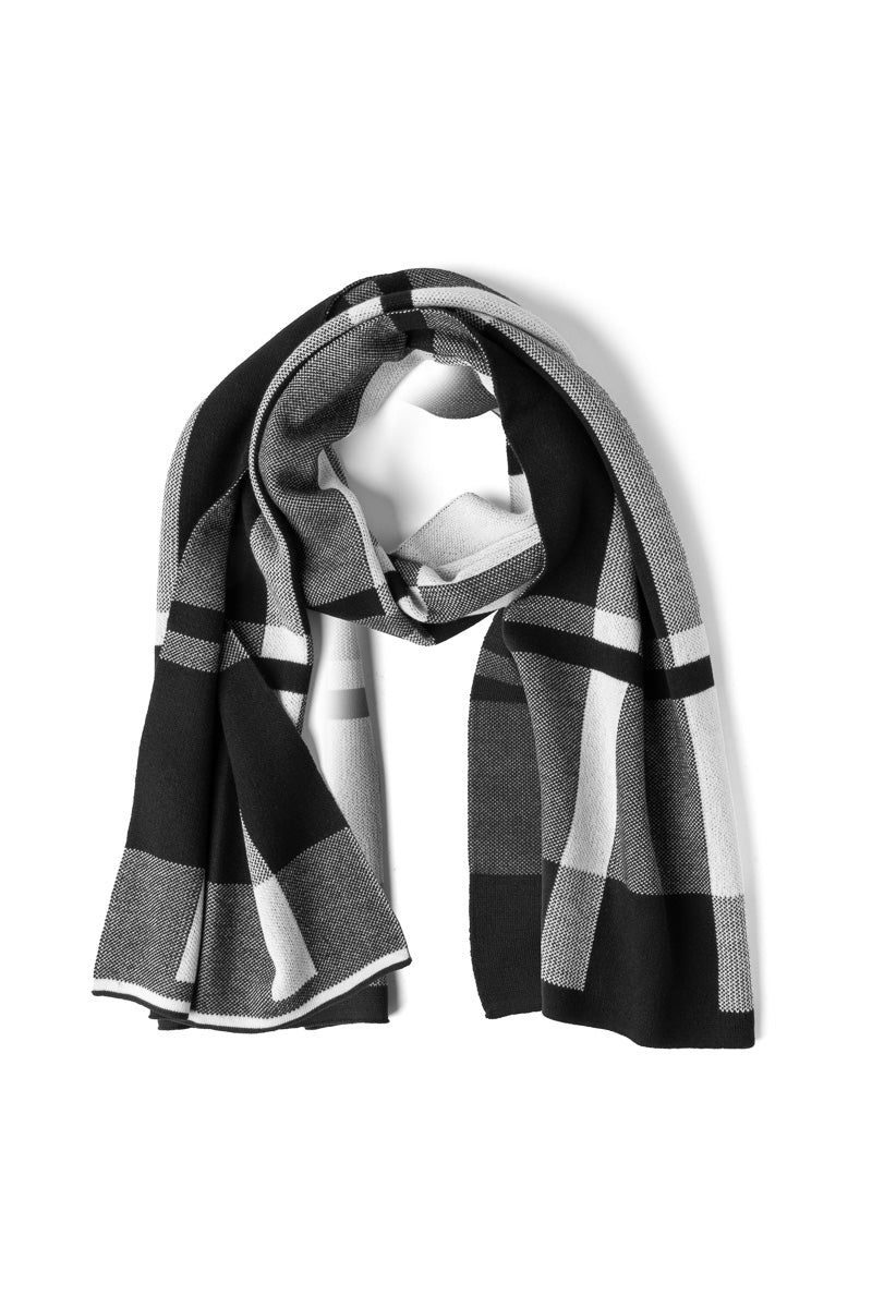 Britt's Knits Gentleman's Plaid Knit Scarf Black - Image 2