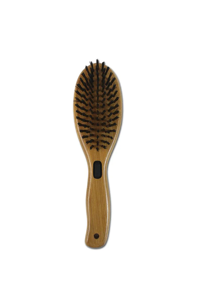 Bamboo Groom Combo Brush with Bristles & Stainless Steel Pins Large - Image 3