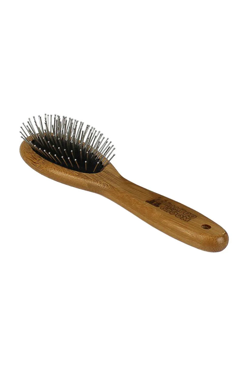 Bamboo Groom Oval Pin Brush with Stainless Steel Pins Small/Medium - Image 3