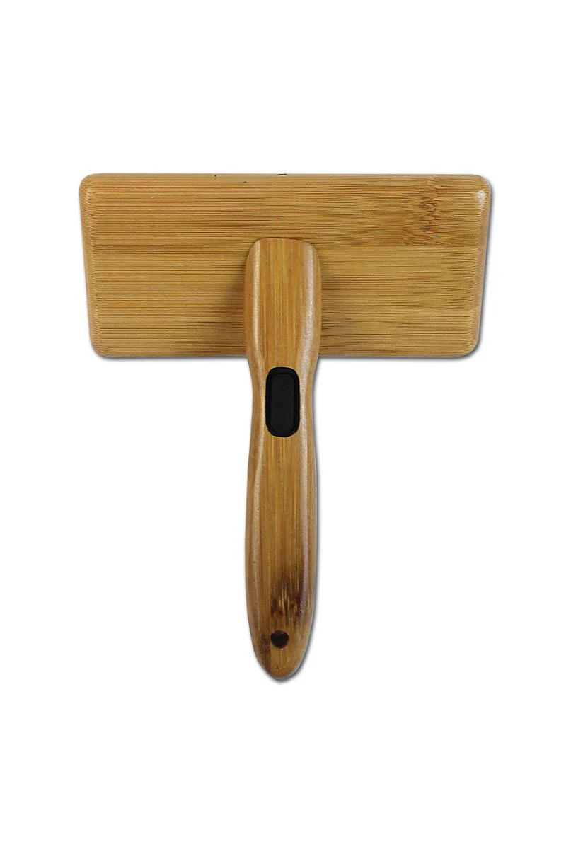 Bamboo Groom Slicker Brush with Stainless Steel Pins Large - Image 3