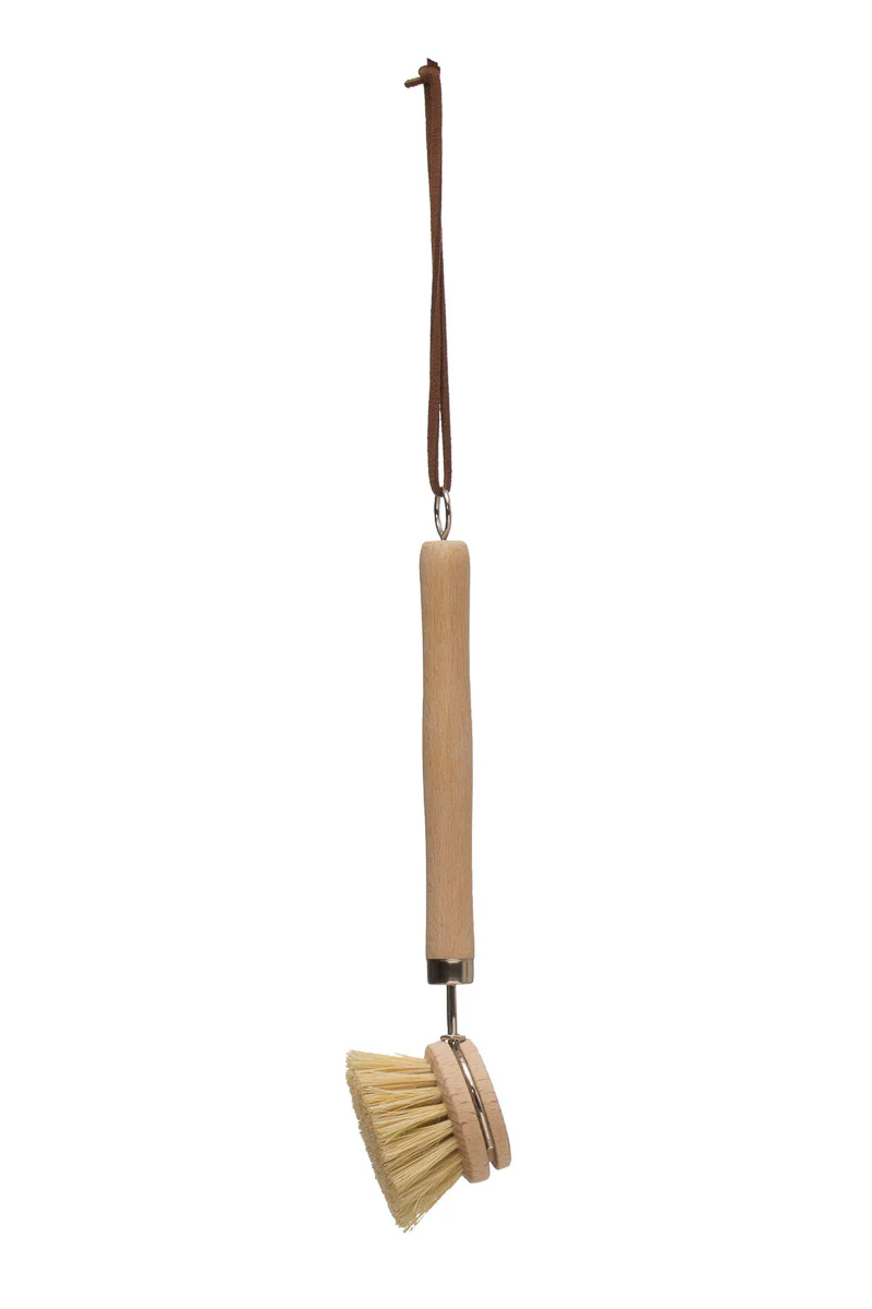 Creative Co-Op Natural Beech Wood & Tampico Dish Brush 9" - Image 2