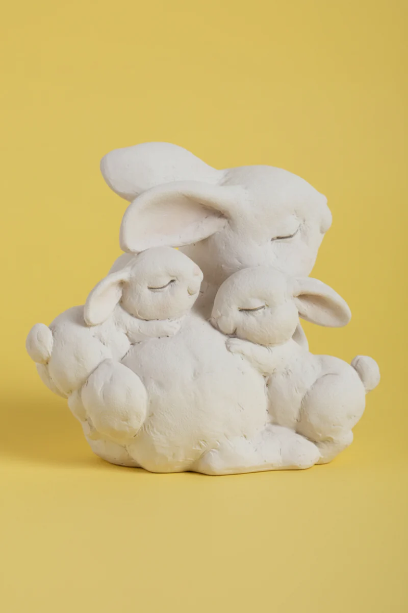 Bunny Family Poly Resin 5" White