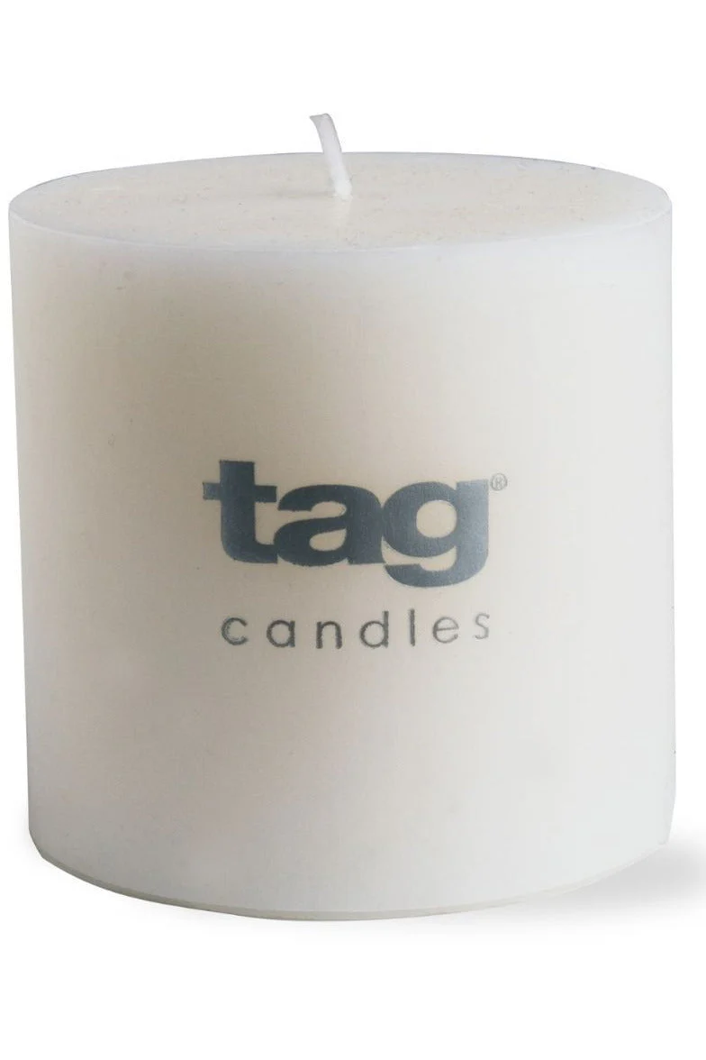 Tag Chapel Pillar Candle 3" x 3" White