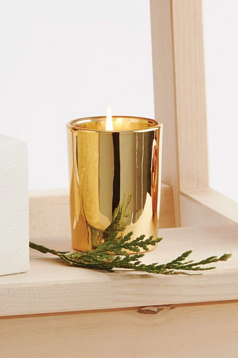 Thymes Frasier Fir Gilded Votive Candle Gold