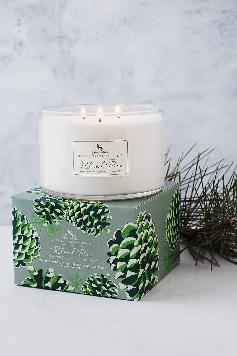 Roland Pine Soy Candle 3-Wick 18 oz - Image 2