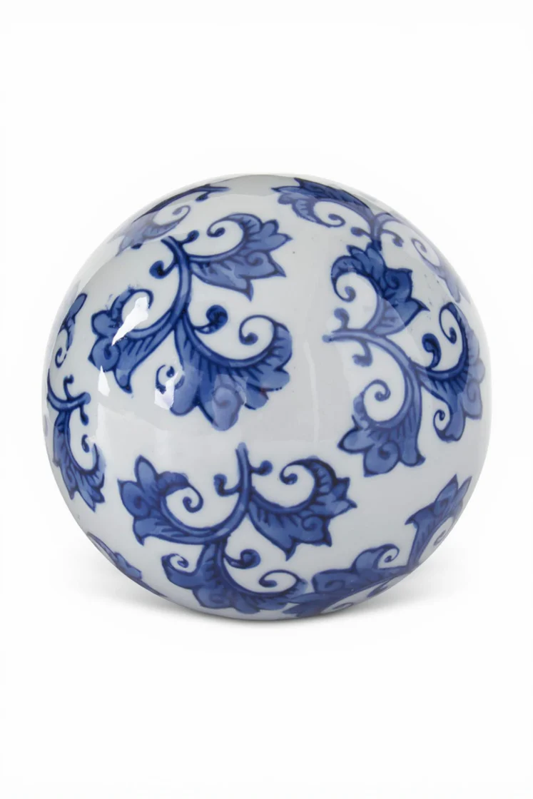 Ceramic Chinoiserie Ball 4" Blue & White