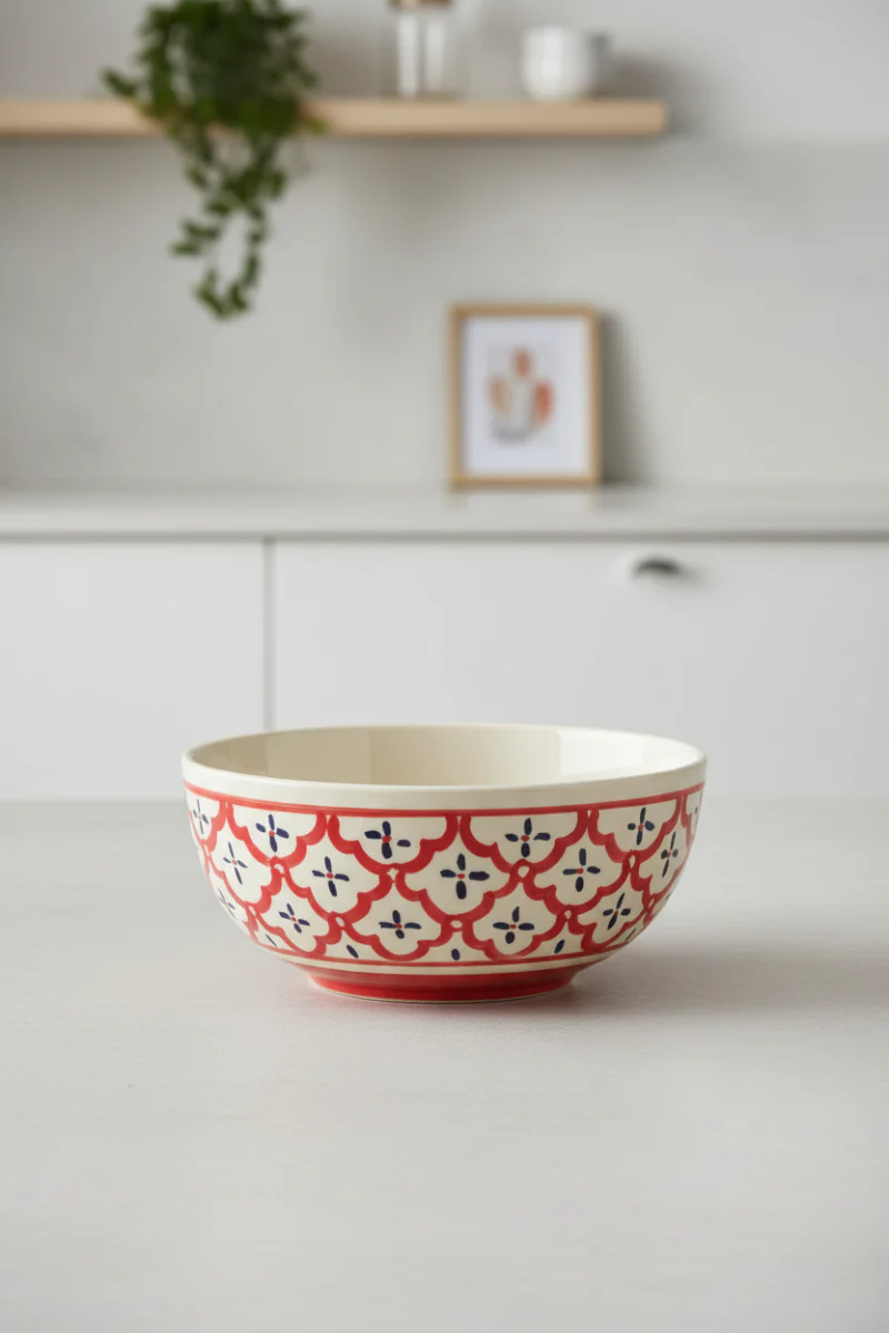 Ceramic Vase 3"x7": Red & White