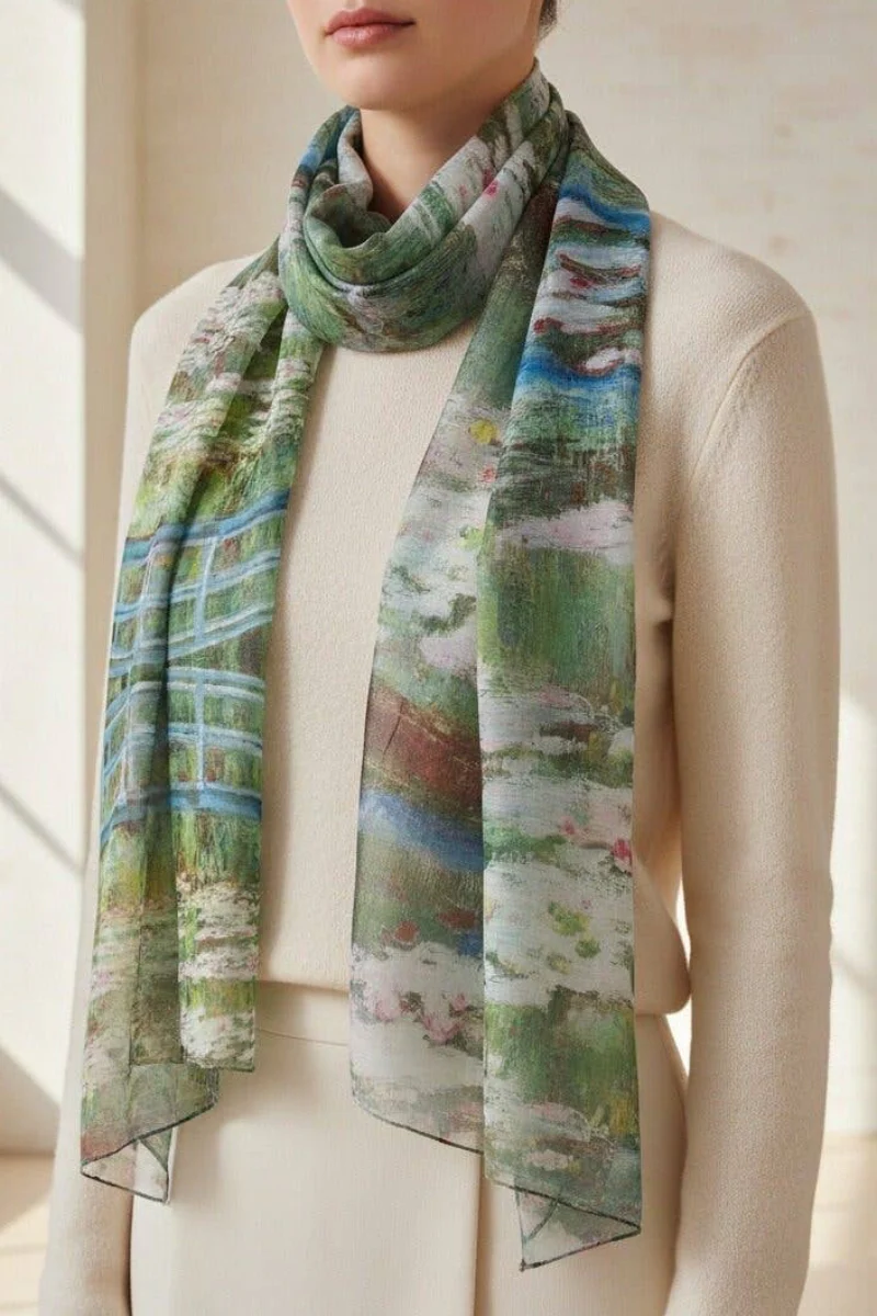 Claude Monet Bridge Over A Pond Of Water Lilies Scarf
