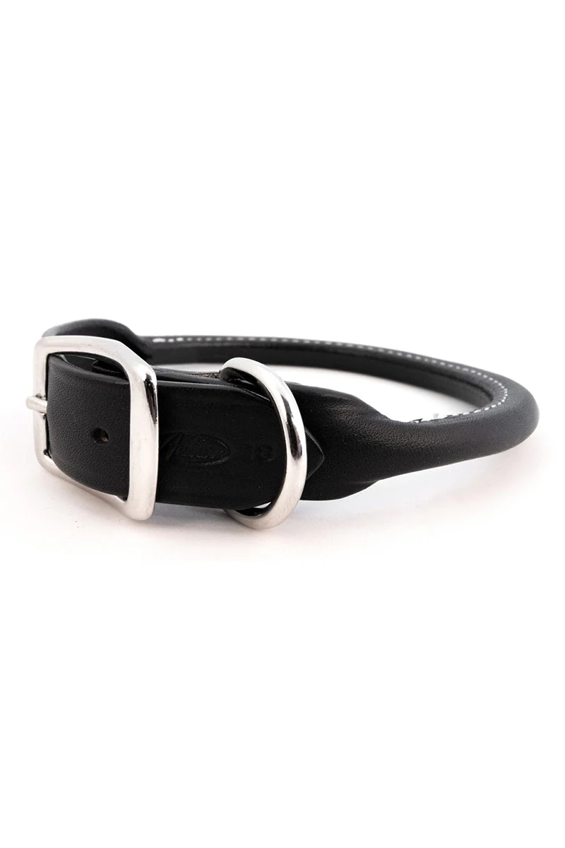 Auburn Rolled Leather Collar 12" Red