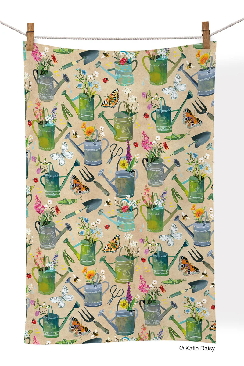 Cotton Tea Towel Water Cans