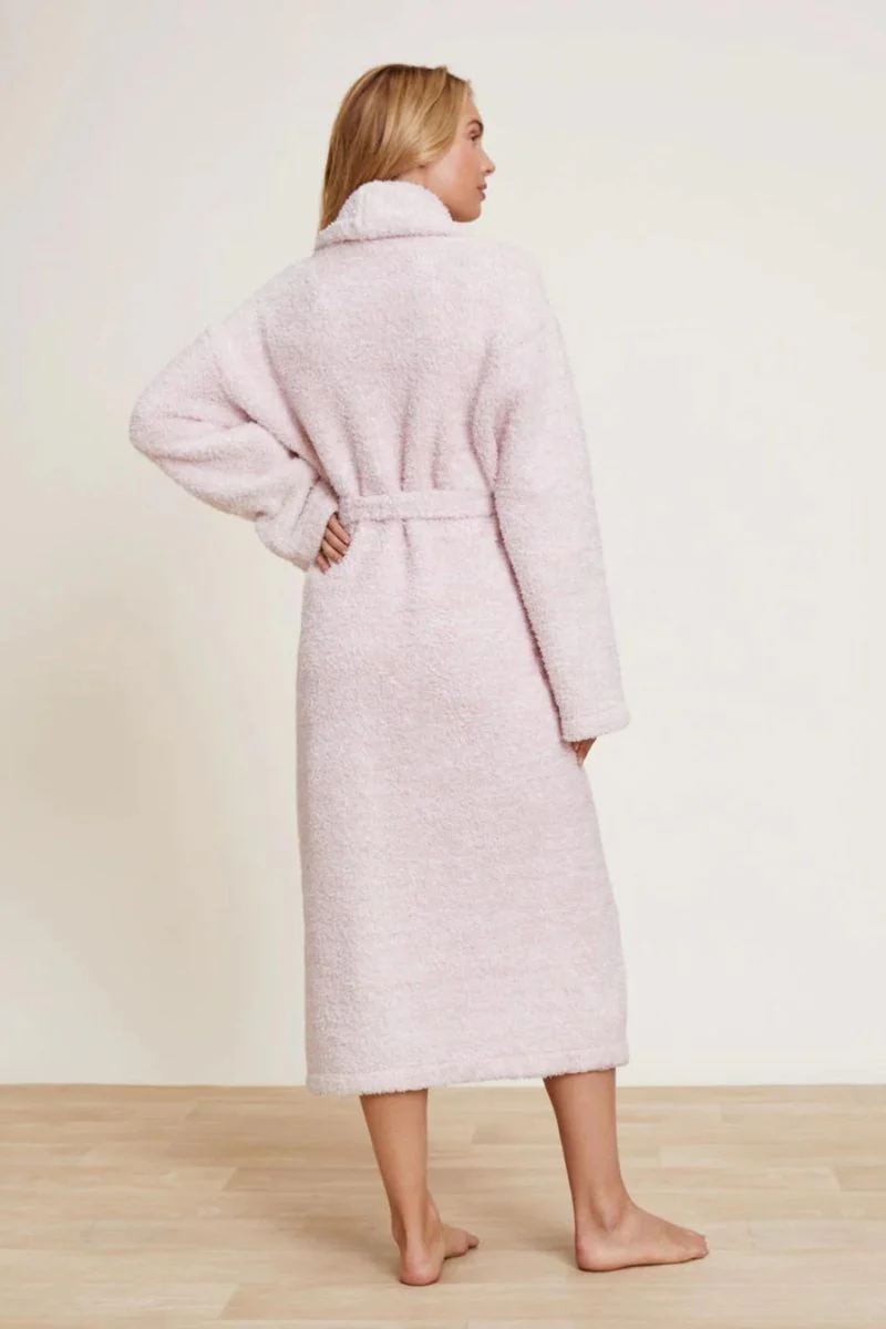 Barefoot Dreams CozyChic Adult Robe Size 1 Heather Dusty Rose/White - Image 3