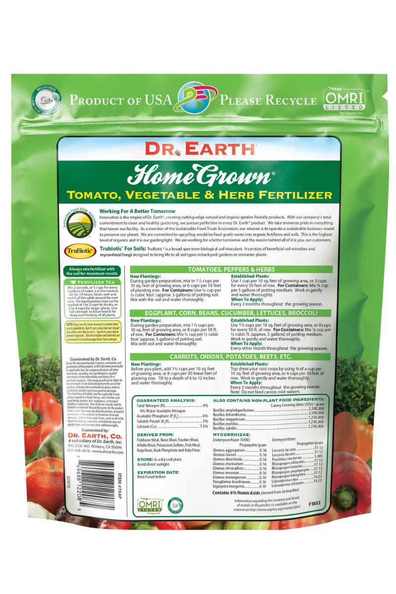 Dr. Earth Organic and Natural Home Grown Tomato, Vegetable & Herb 4-6-3 Fertilizer 4 lb - Image 2