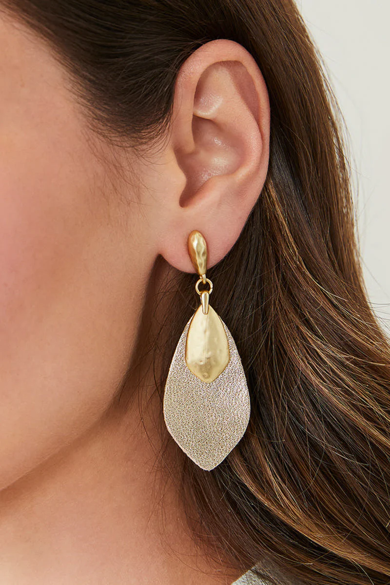 Spartina Leather Petal Earrings Gold - Image 2