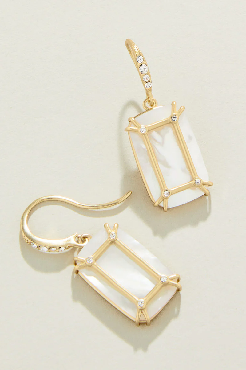 Spartina Orla Window Mother of Pearl, Glass Crystals Earrings