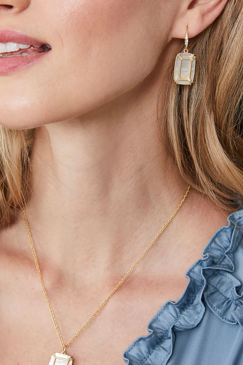 Spartina Orla Window Mother of Pearl, Glass Crystals Earrings - Image 2