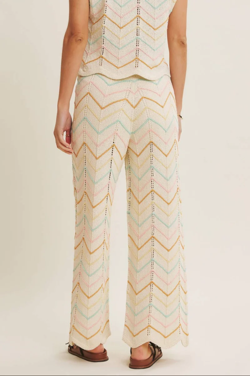 Easy Statement Pastel Chevron Sweater Wide-Leg Pants Large - Image 2