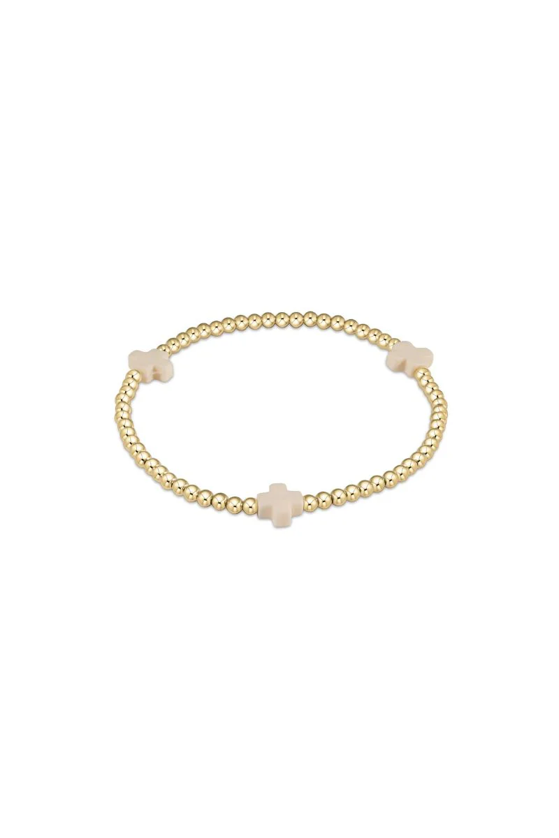 enewton Extends Signature Cross Gold 3mm Bead Bracelet White