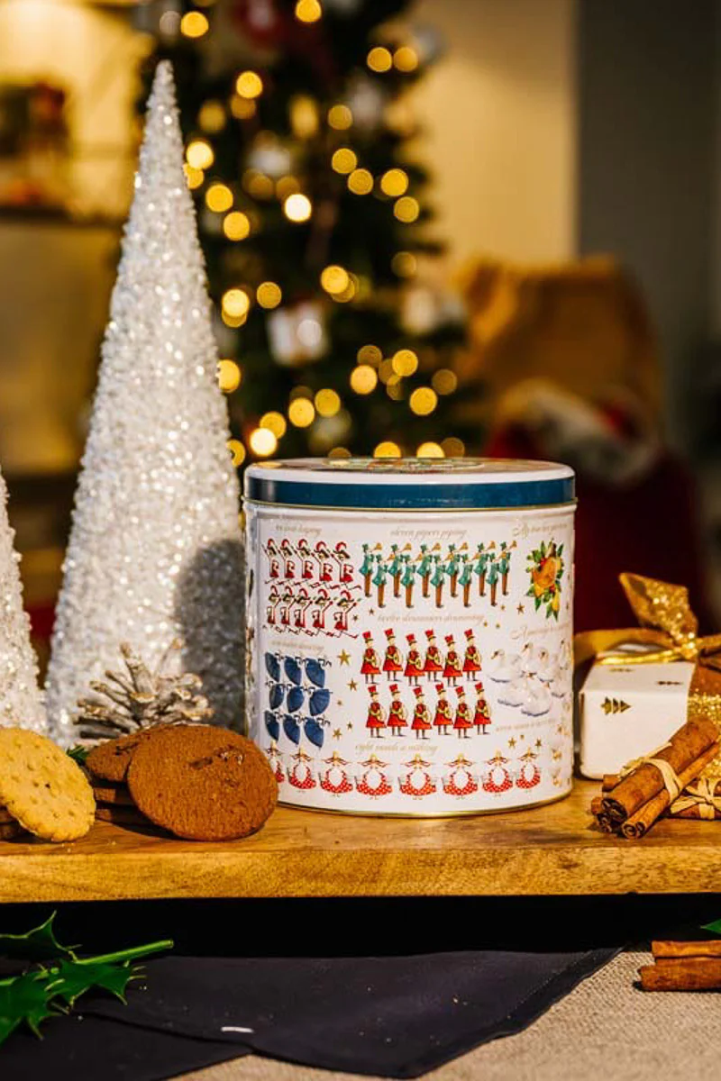 Farmhouse Biscuits 12 Days of Christmas Barrel Tin