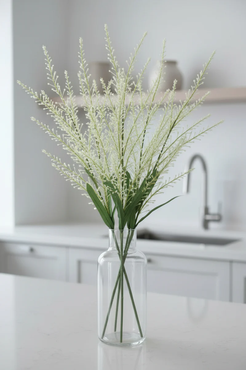 Faux Blooming Grass Spray 45.5" White