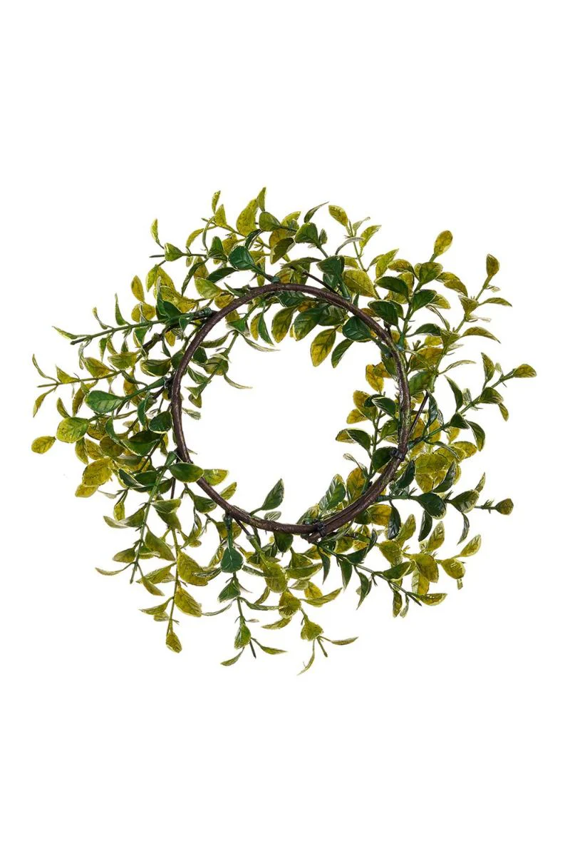 Faux Boxwood Candle Ring 4.5" Green