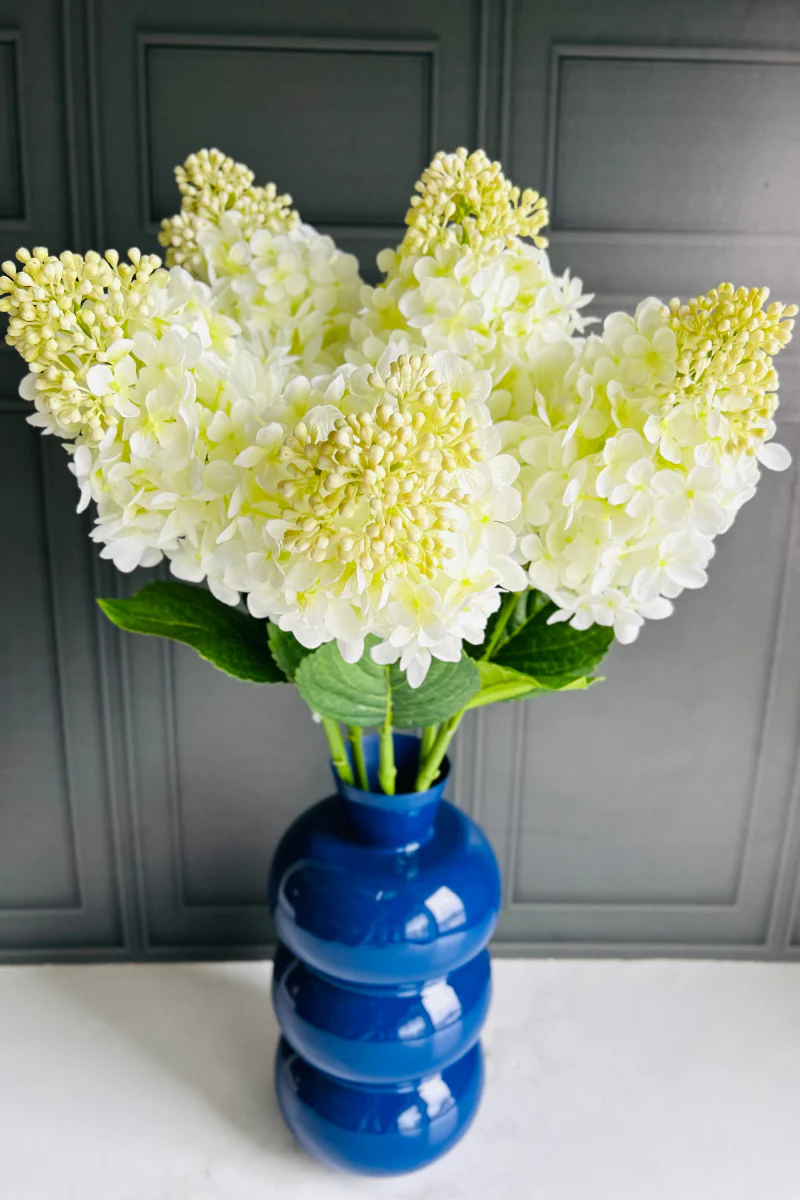 Faux Cone Hydrangea Stem 29.5" Cream & Green