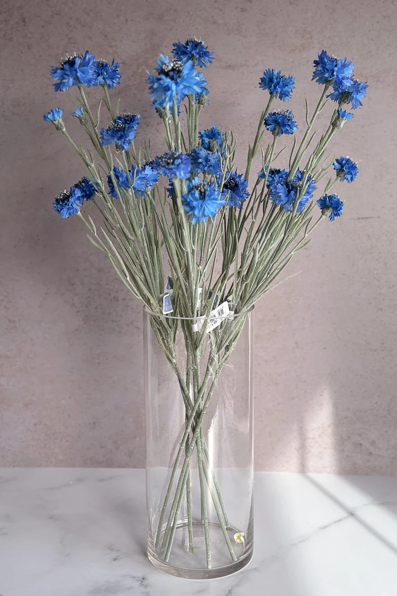 Faux Cornflower Spray 27.5" Blue