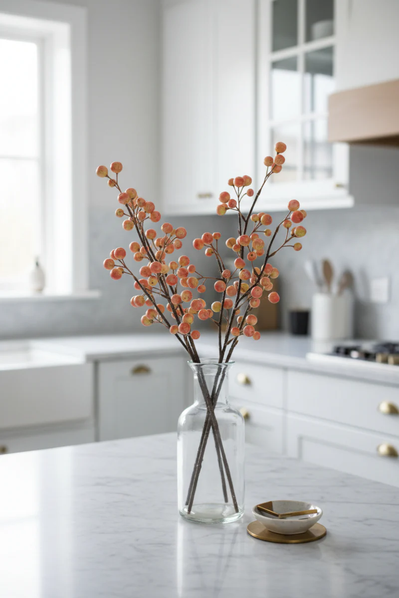 Faux Crabapple Spray 30.5": Orange