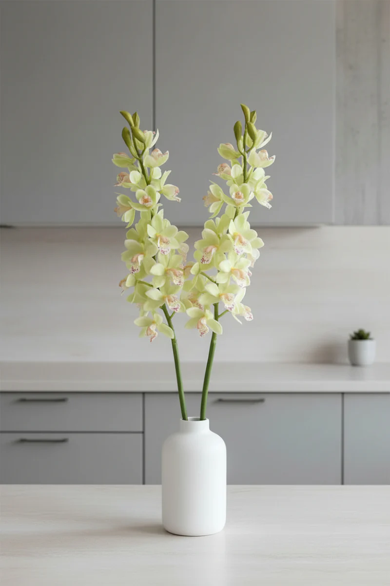 Faux Cymbidium Orchid Spray 31" Green