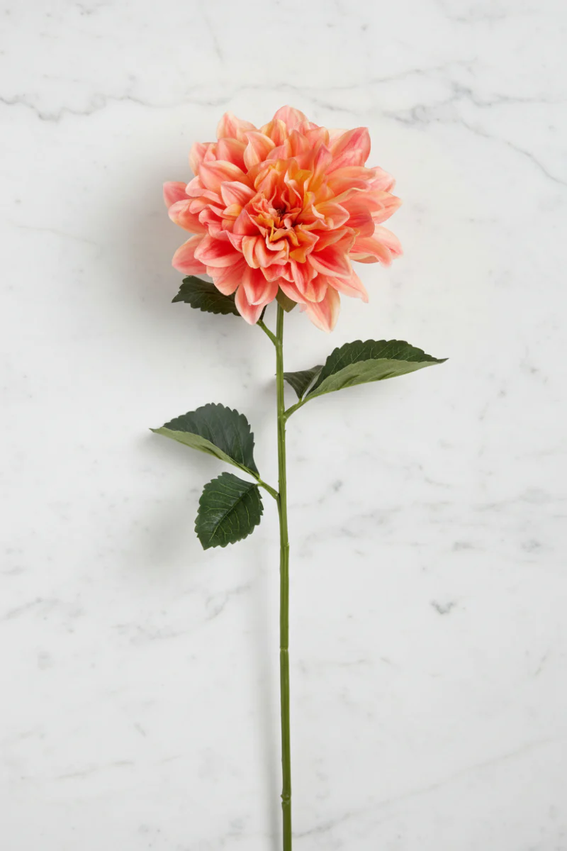 Faux Dahlia Spray 27" Two Tone Coral