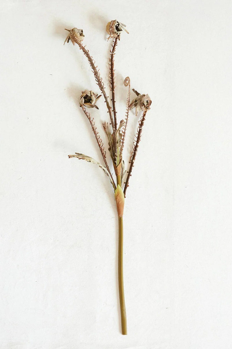 Faux Fern Frond Stem 27" Brown