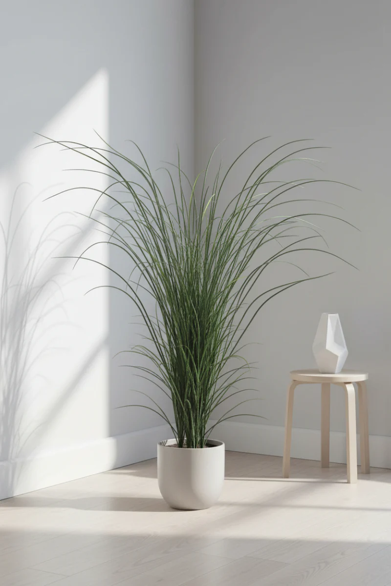 Faux Grass Bush in Pot 64" Two Tone Green