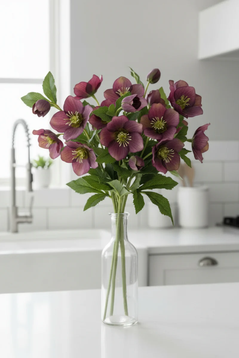 Faux Helleborus Spray 22" Violet