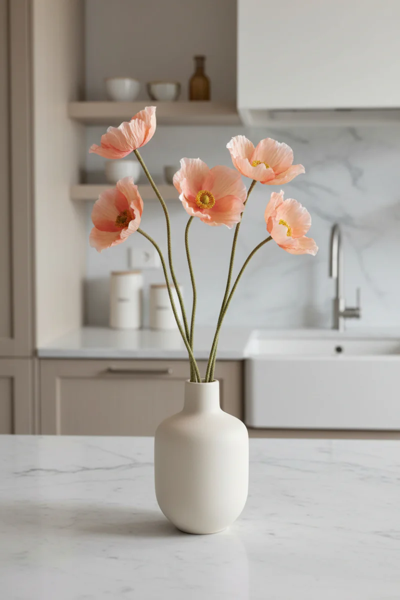 Faux Poppy Spray 23" Copper
