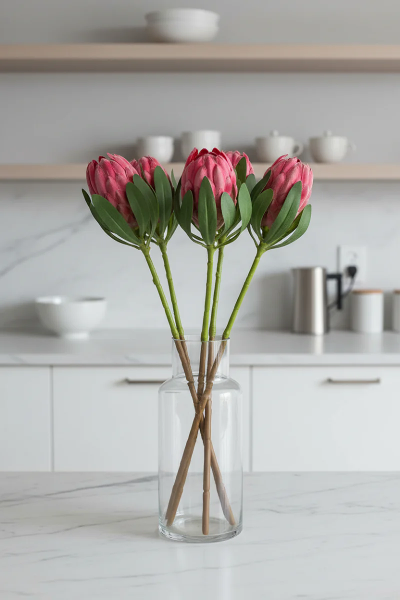 Faux Protea Bud Spray 18.5" Beauty Pink