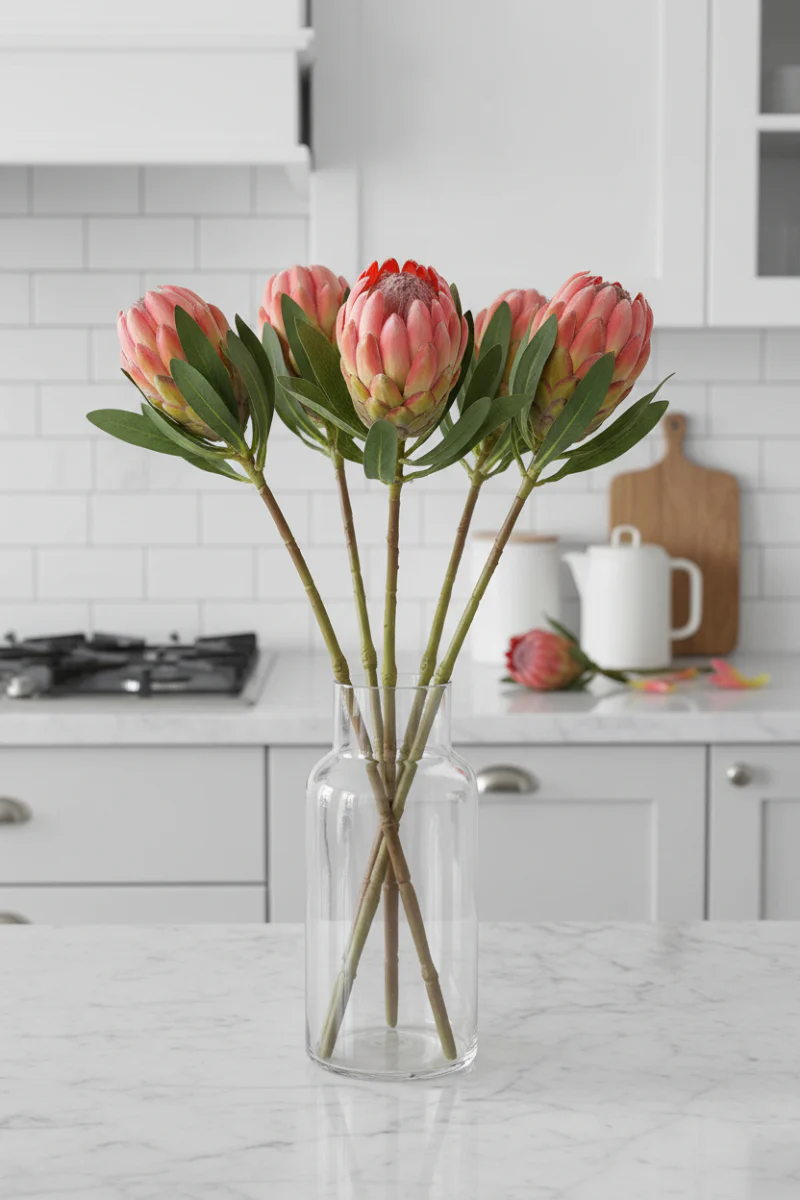 Faux Protea Bud Spray 18.5" Orange