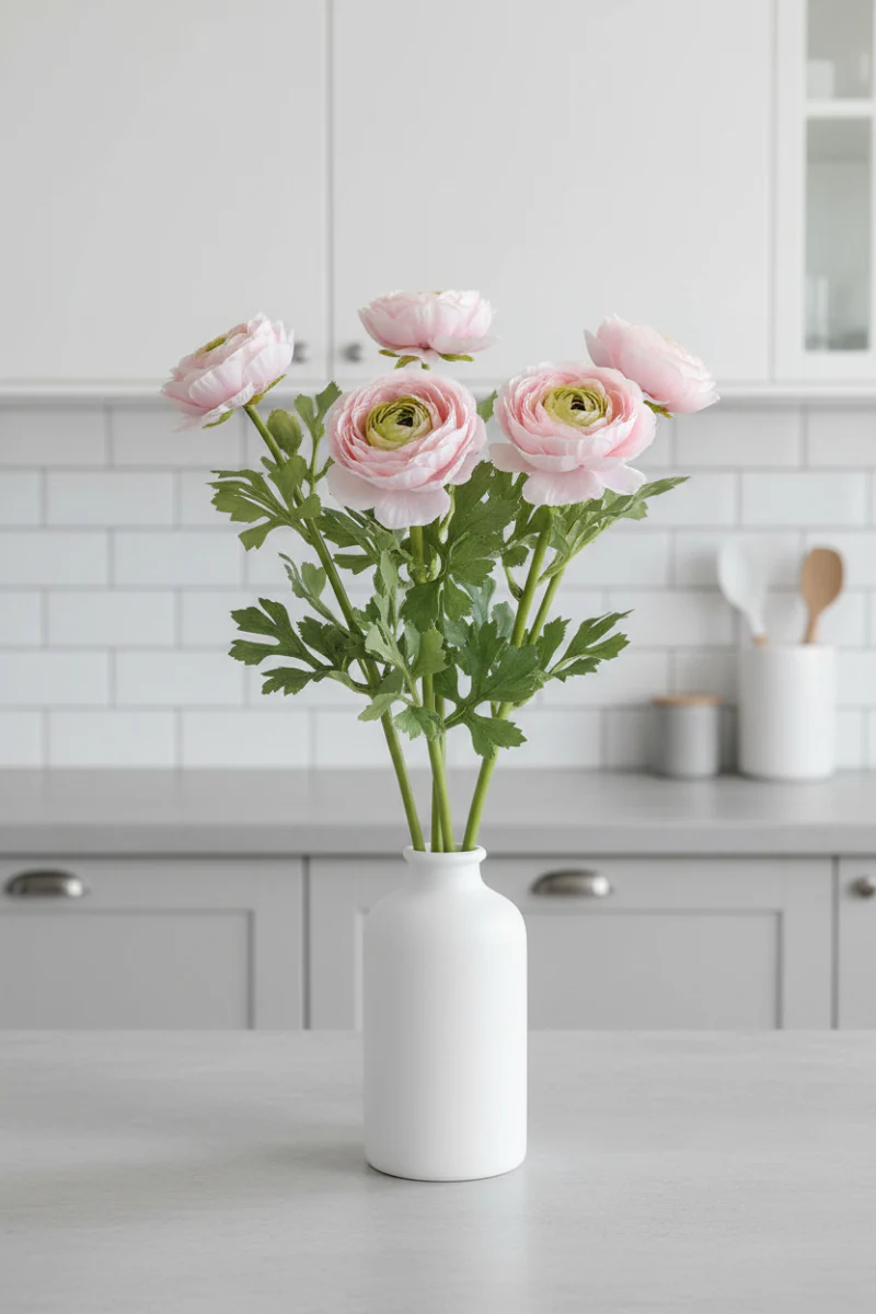 Faux Ranunculus Spray 23" Pink