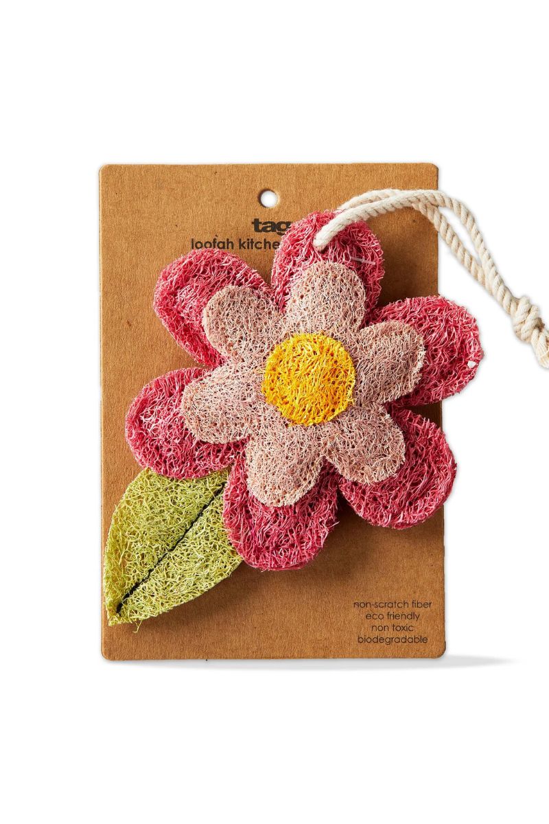Flower Loofah Scrubber Pink